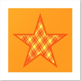 Citrus plaid filled star Posters and Art